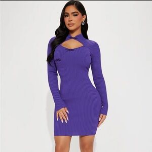 Fashionova Sweater Mini Dress - Purple